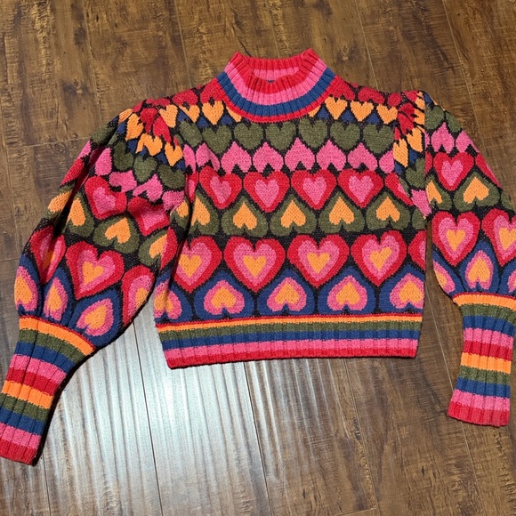 Farm Colorful Heart Pattern Sweater - Picture 2 of 4